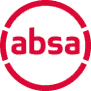 Red "absa" logo in lowercase letters, encircled by a red semi-circular line on a white background.