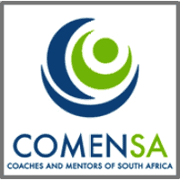 COMENSA logo with blue and green abstract shapes above the text, "COMENSA Coaches and Mentors of South Africa".