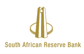 Logo of the South African Reserve Bank featuring a stylized gold building with an oval ring around it and text below.