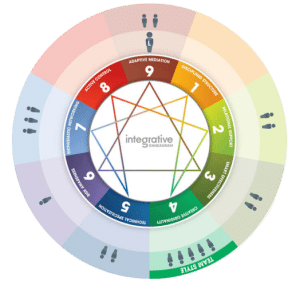 iEQ9 Team Enneagram map for team coaching, illustrating nine personality types and their interconnections.
