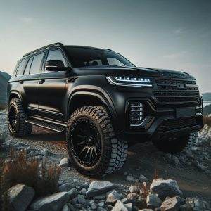Enneagram 8 - Photo of a powerful black off-road SUV with rugged tires and a commanding design