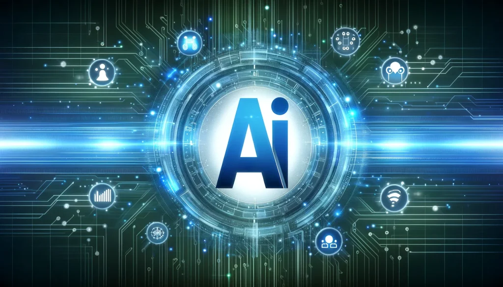 AI productivity tools for business owners, surrounded by icons representing data analysis, automation, and connectivity.